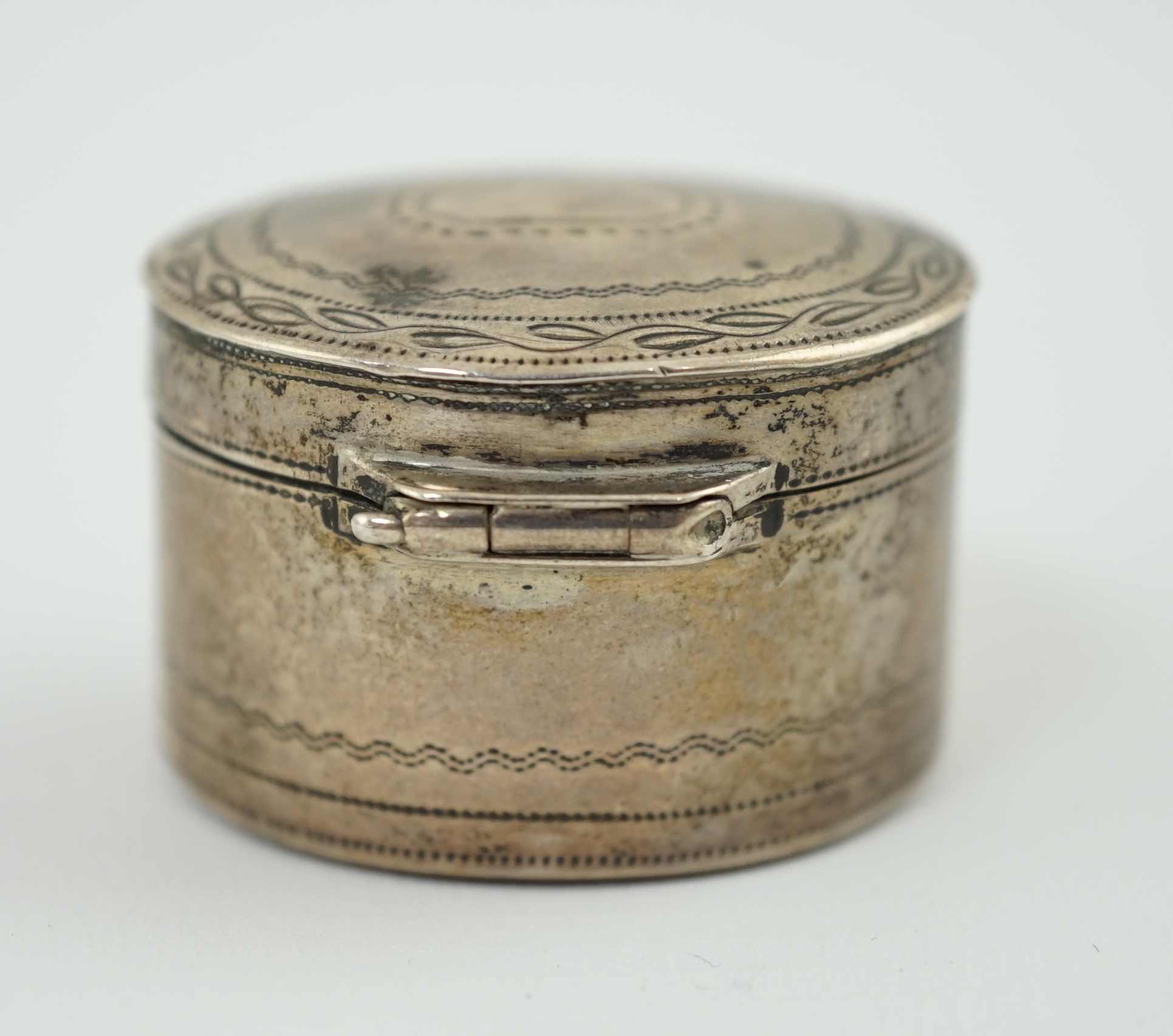 A George III silver oval nutmeg grater by Cocks & Bettridge?